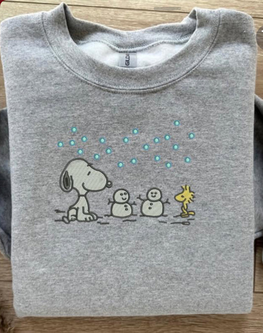 Snoopy and snowman winter sweatshirt